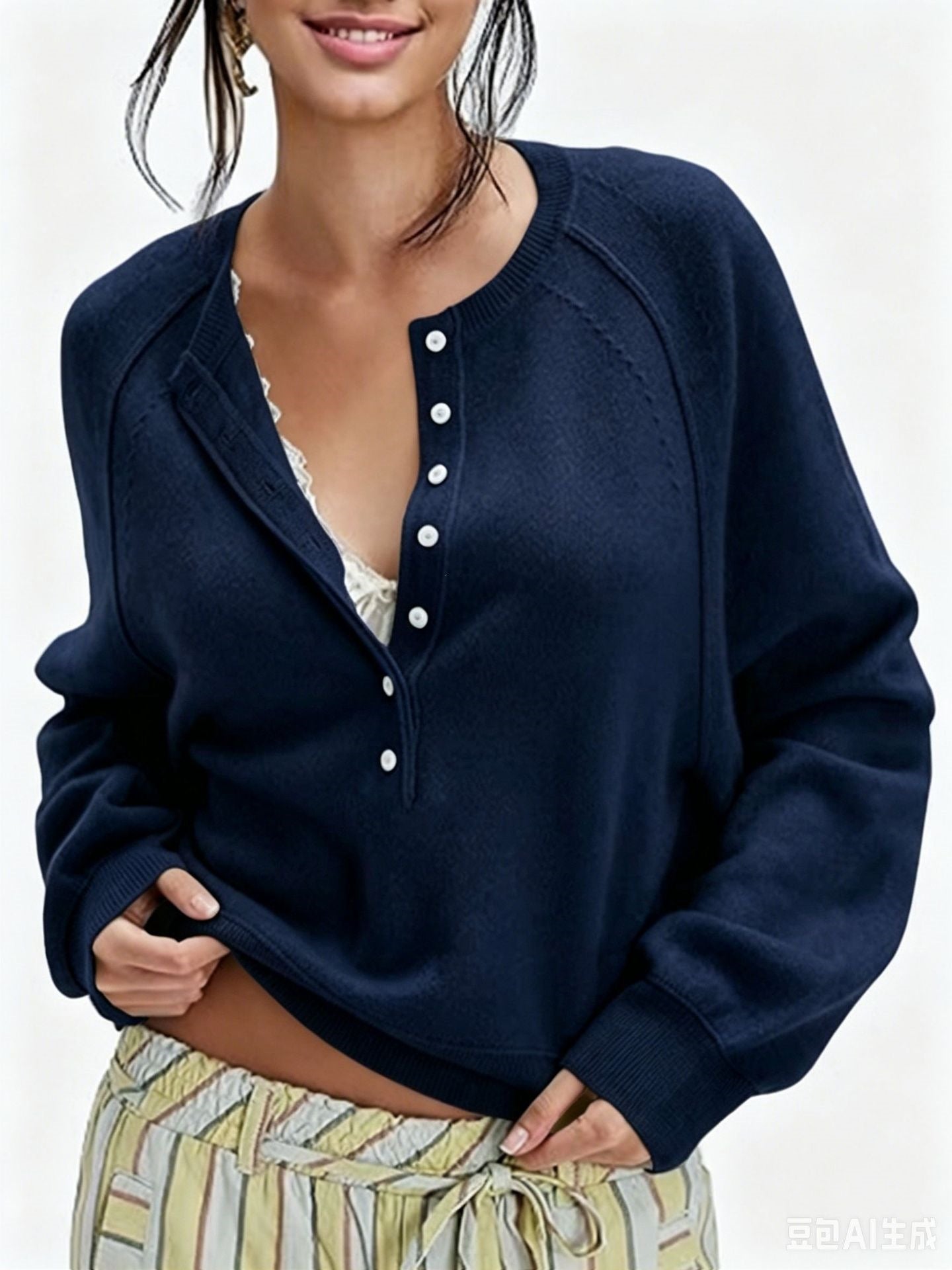Women's Long Sleeve Knit Sweater Lightweight for Fall