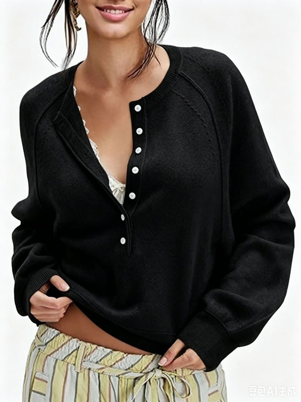 Women's Long Sleeve Knit Sweater Lightweight for Fall