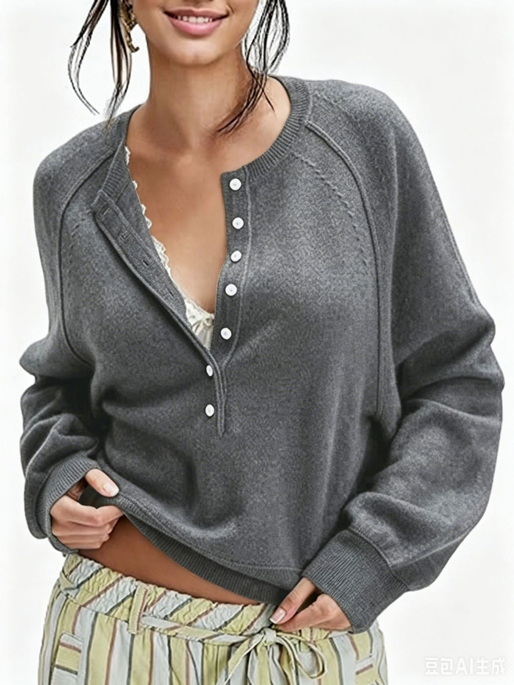 Women's Long Sleeve Knit Sweater Lightweight for Fall