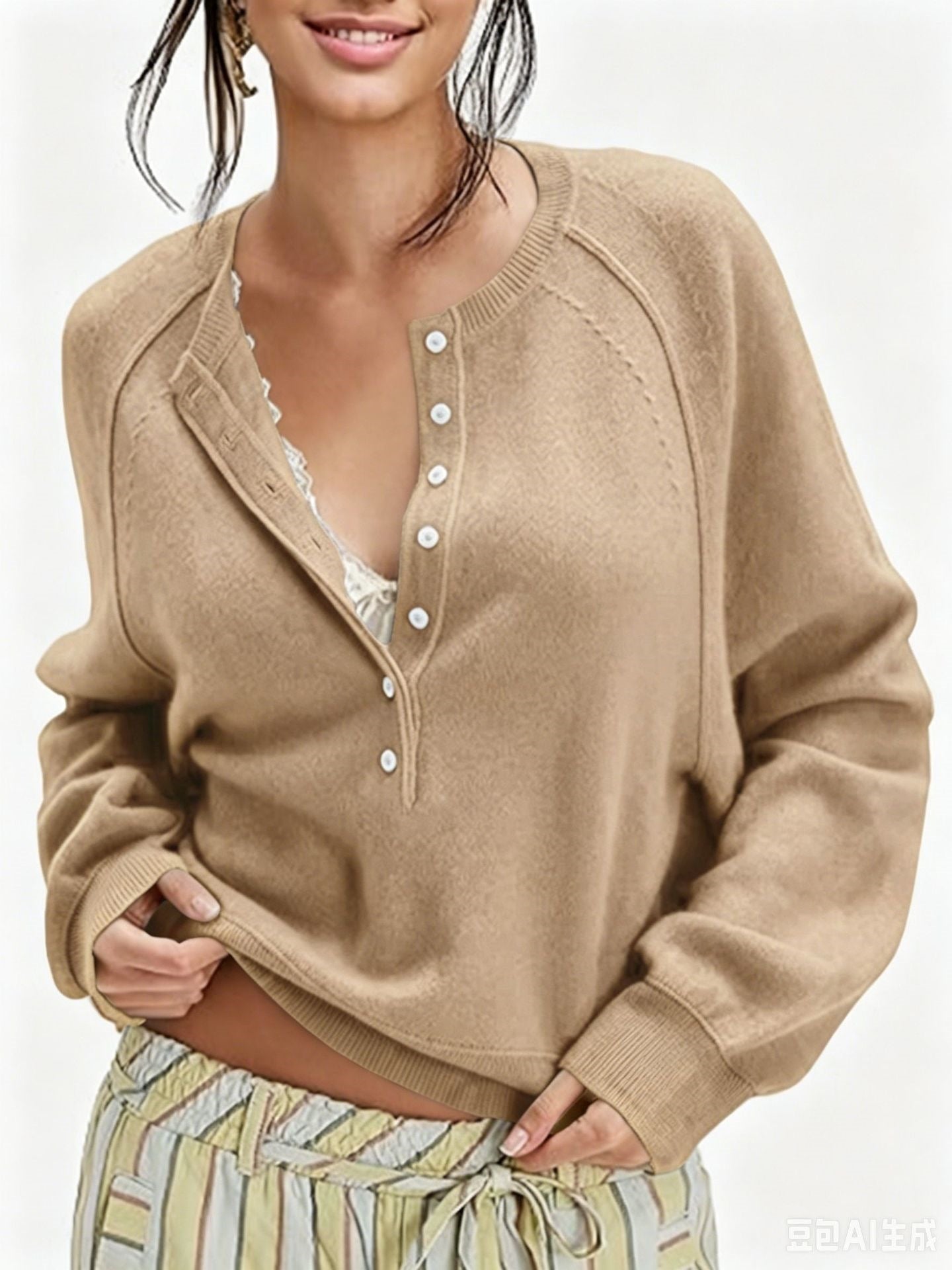Women's Long Sleeve Knit Sweater Lightweight for Fall