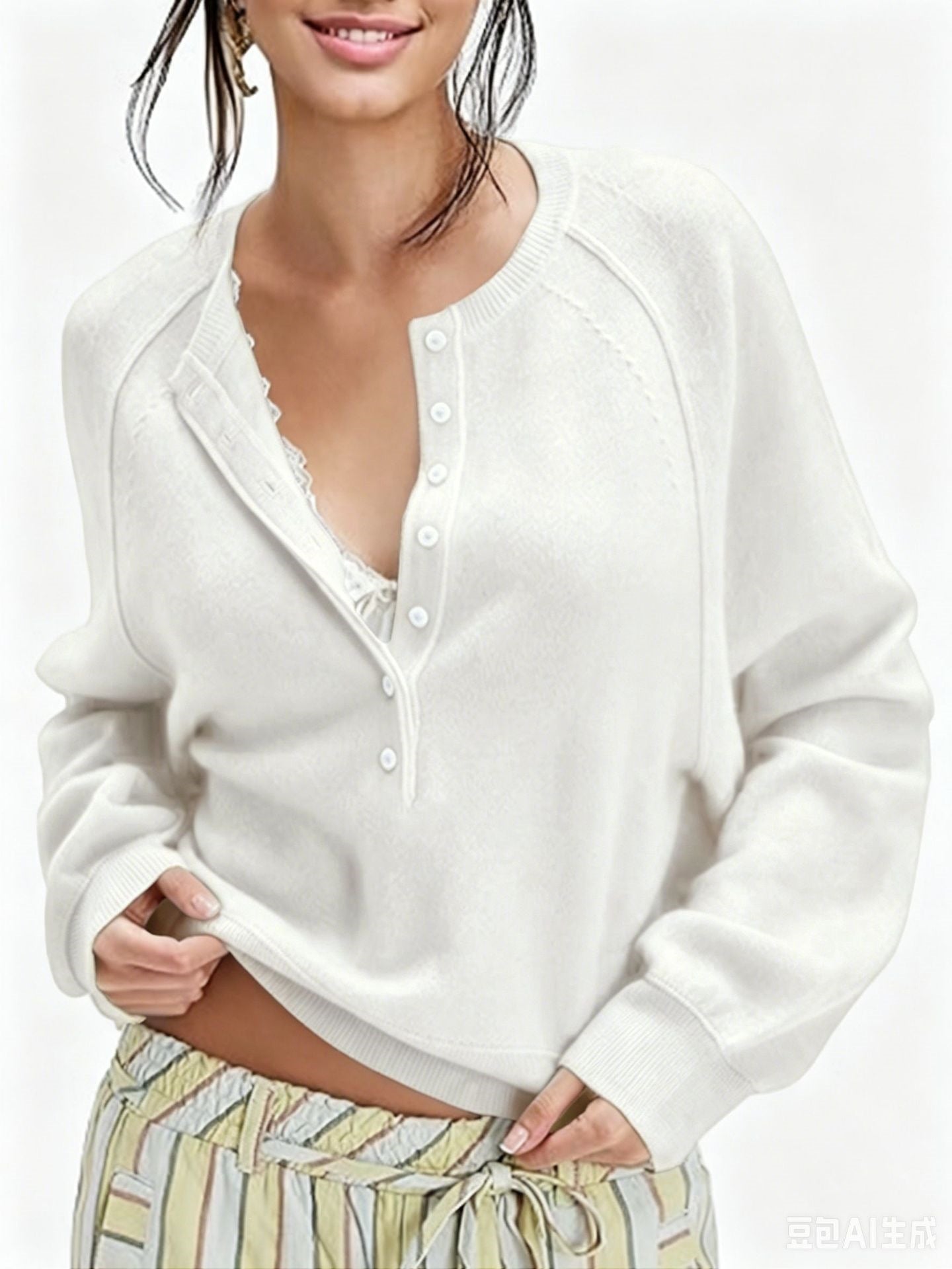 Women's Long Sleeve Knit Sweater Lightweight for Fall