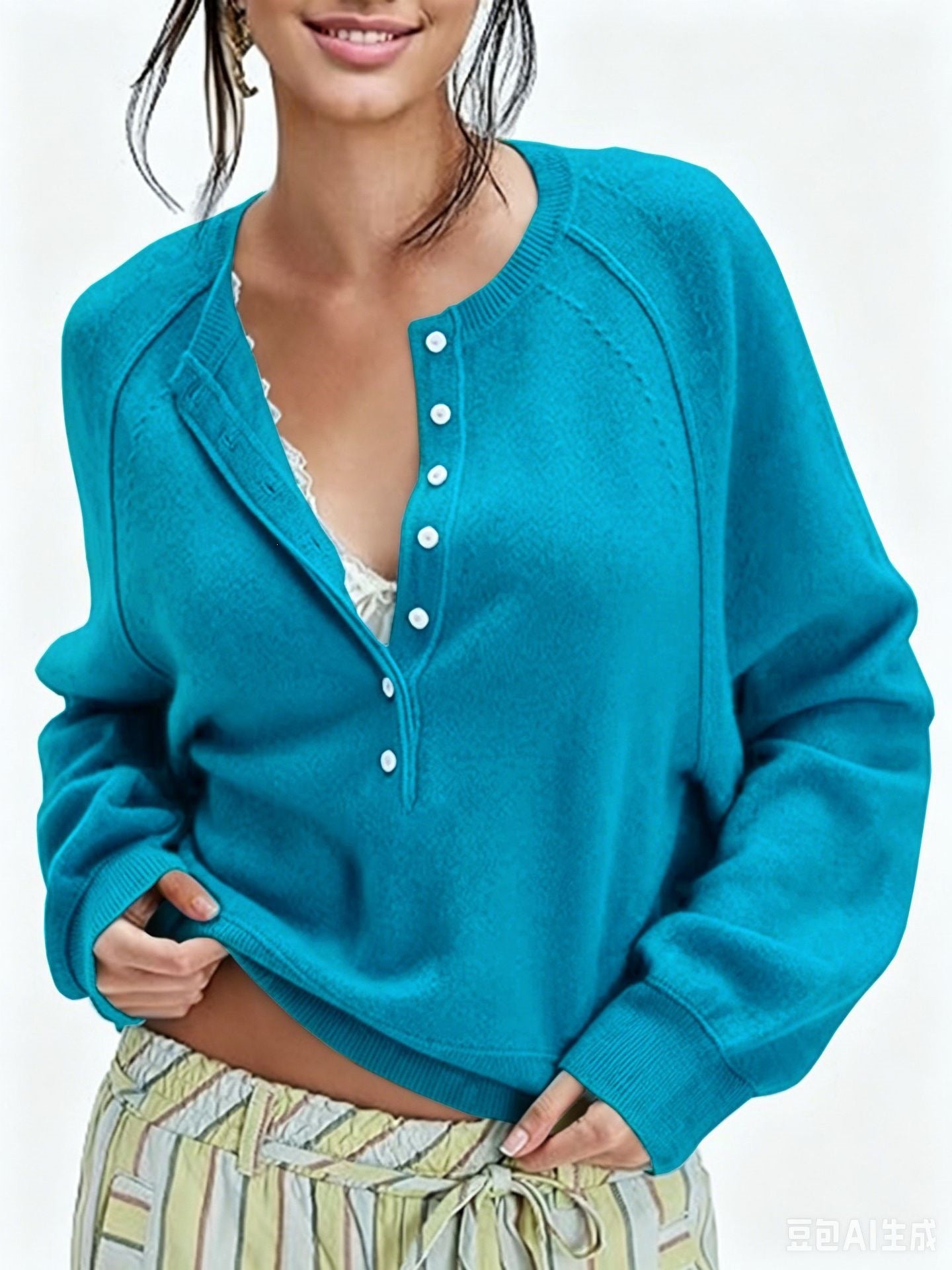 Women's Long Sleeve Knit Sweater Lightweight for Fall