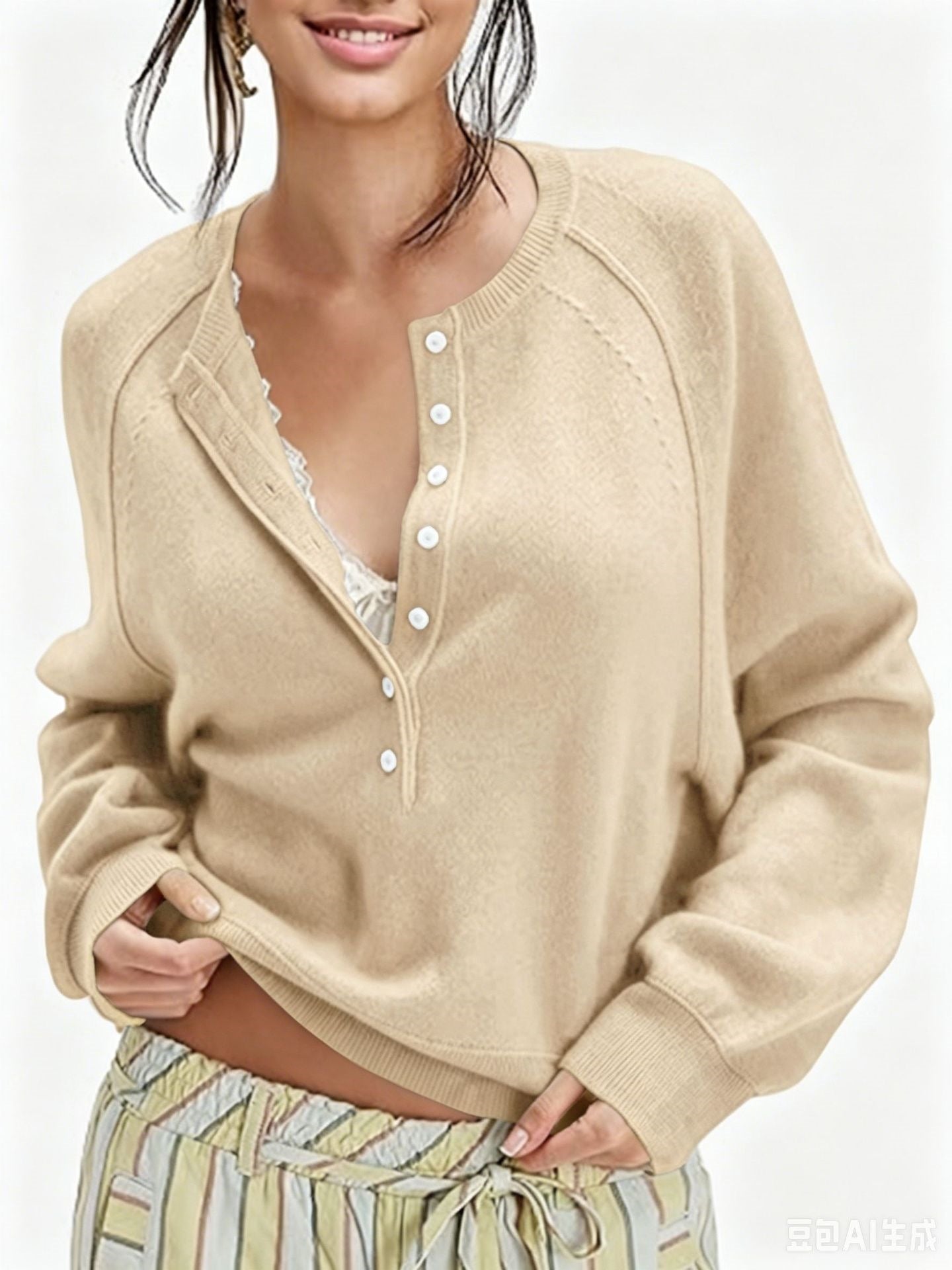 Women's Long Sleeve Knit Sweater Lightweight for Fall