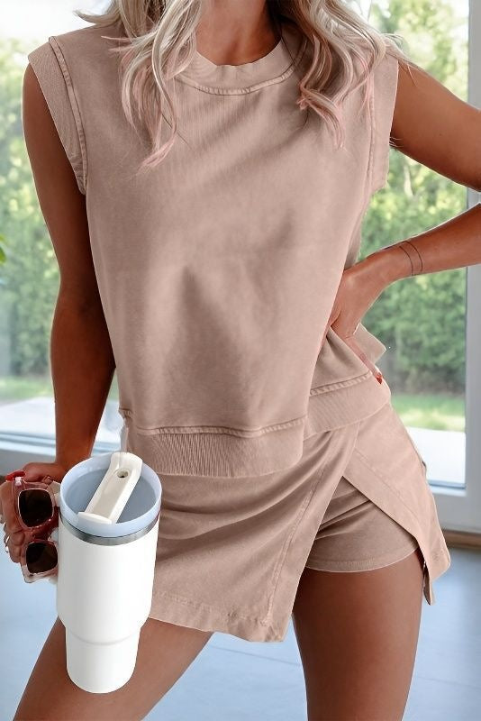 New Vest Trim Skirt Solid Color Fashionable Casual Women's Set