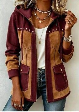 Patchwork style hooded jacket