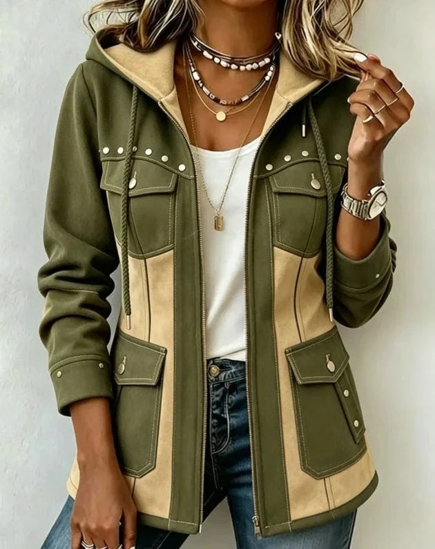 Patchwork style hooded jacket