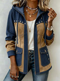 Patchwork style hooded jacket