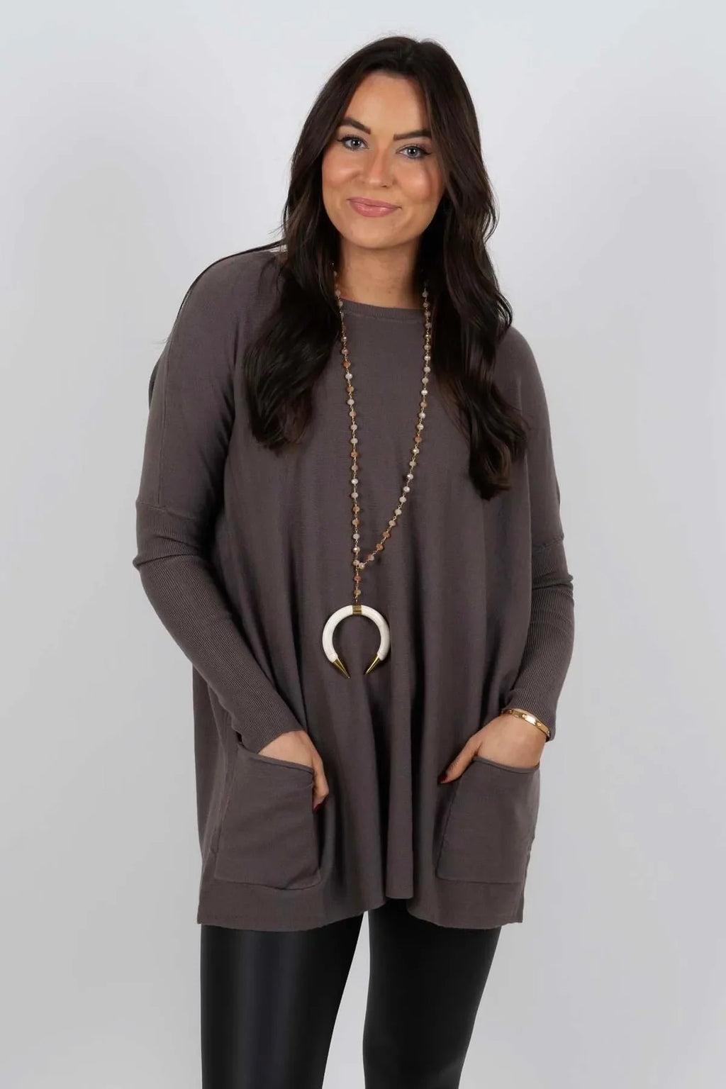 💞 Women's Round Neck Long Sleeve Loose Pocket T-Shirt