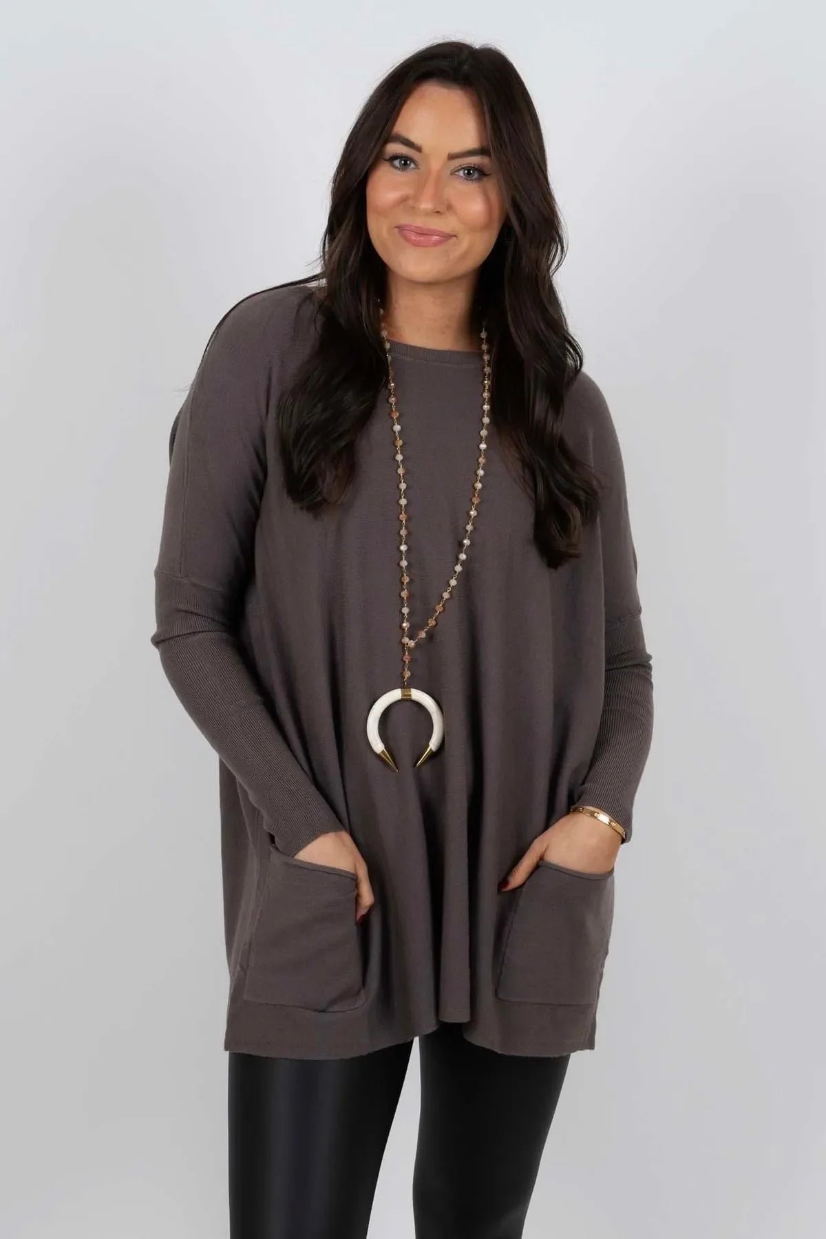 💞 Women's Round Neck Long Sleeve Loose Pocket T-Shirt