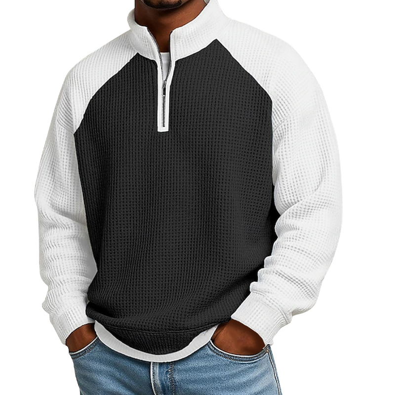 📢📢50%Rabatt!!!🎉✨Herren-Waffelstrick-Quarter-Zip-T-Shirt