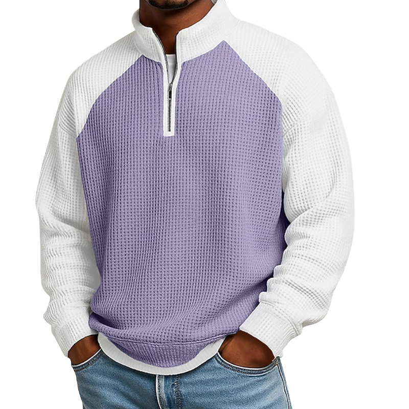 📢📢50%Rabatt!!!🎉✨Herren-Waffelstrick-Quarter-Zip-T-Shirt