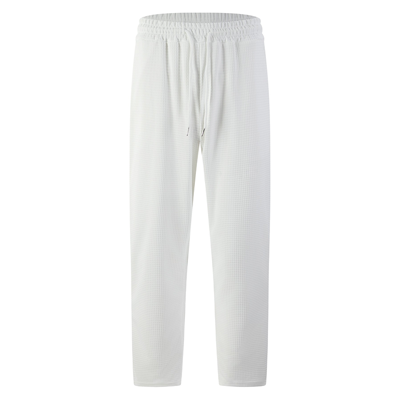 Men's casual waffle knit trousers with drawstring