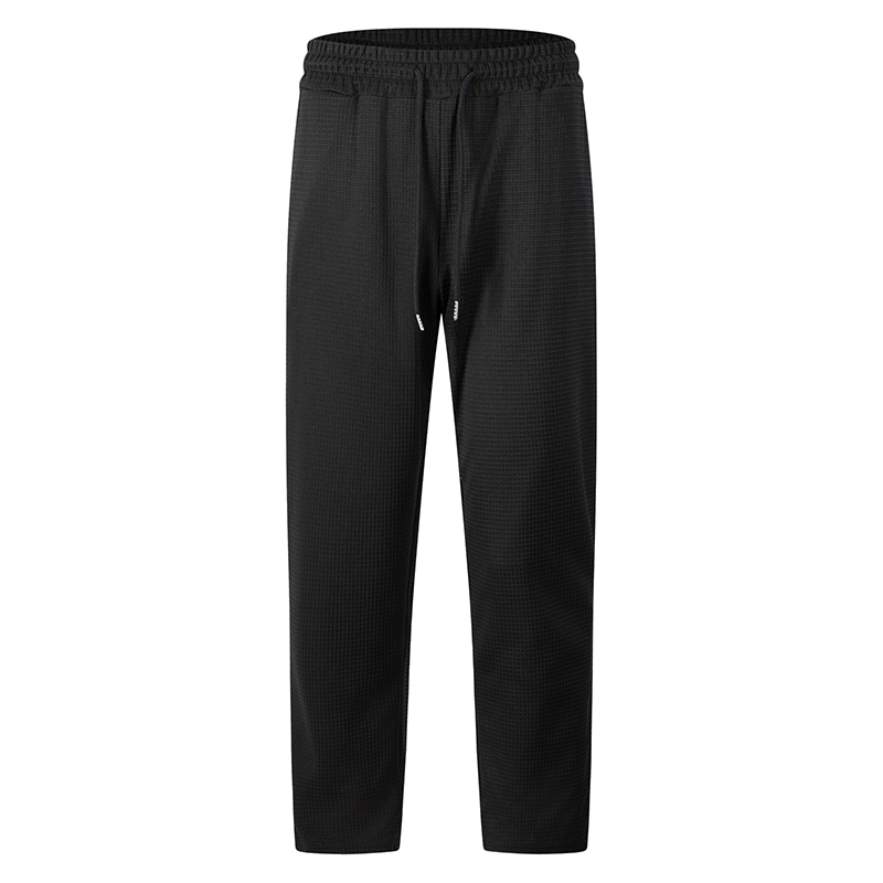 Men's casual waffle knit trousers with drawstring