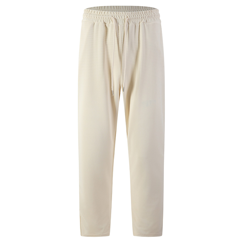 Men's casual waffle knit trousers with drawstring